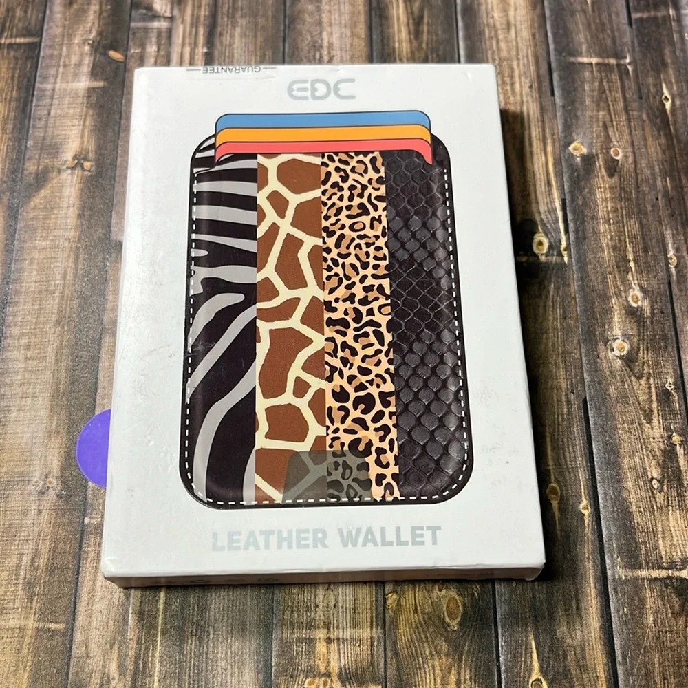 Zebra EDC Magnetic Wallet Stand for Apple Magsafe Pattern Vegan Leather Wallet